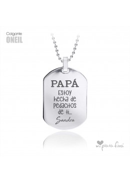 COLGANTE PLATA CHAPA MILITAR MENSAJE GRABADO