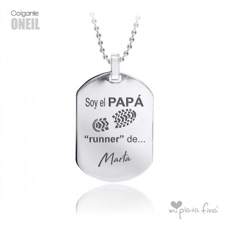 COLGANTE PLATA CHAPA MILITAR MENSAJE GRABADO