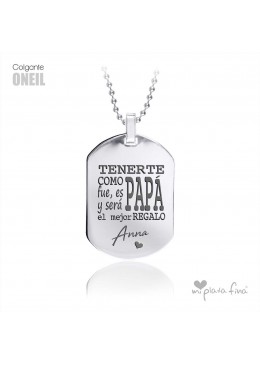 COLGANTE PLATA CHAPA MILITAR MENSAJE GRABADO