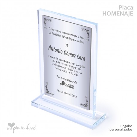 Placa HOMENAJE JUBILACIONES